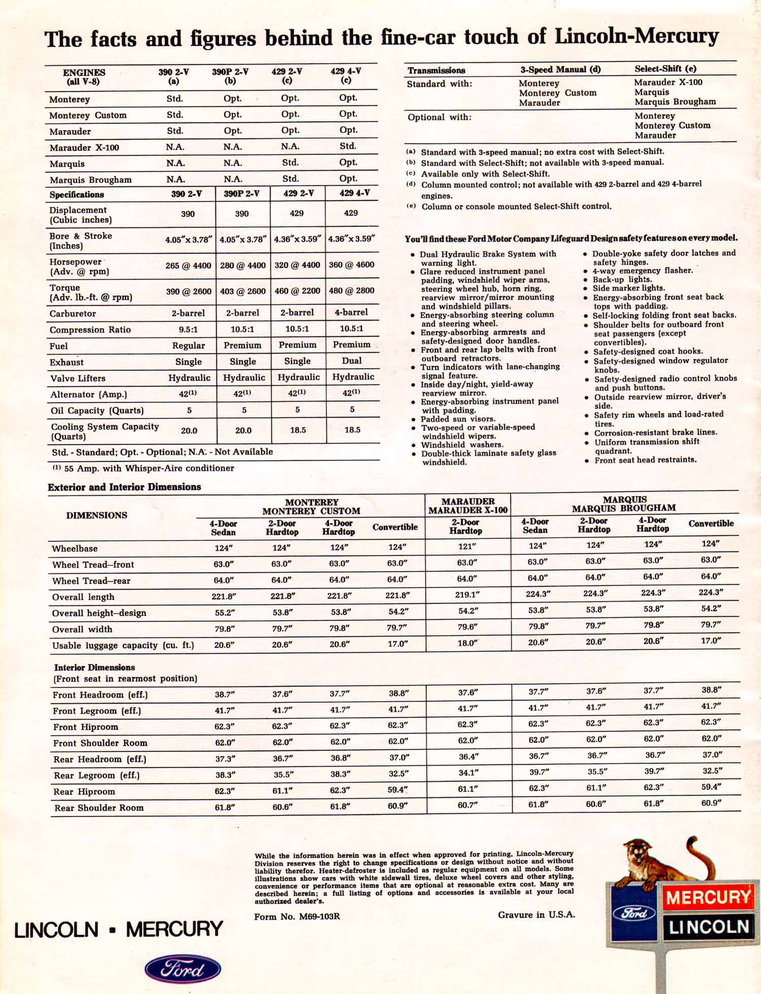 1969 Mercury Full Size Brochure Page 15